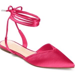 Nwot Journee Collection Theia Fuchsia pink Satin Sandals cushioned flat size 11